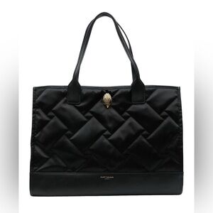 KURT GEIGER LONDON Black Quilted Recycled Shopper Bag Brass Eagle NWT